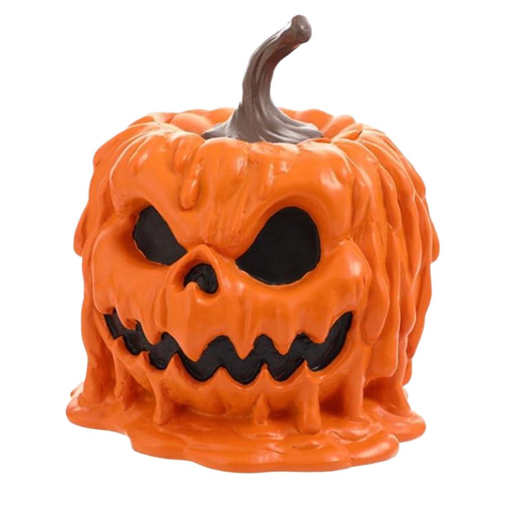 Halloween Pumpkin Candy Bowl Resin Melting Skull Serving Bowl with Lid Candy Jar for Halloween Party Table Decor