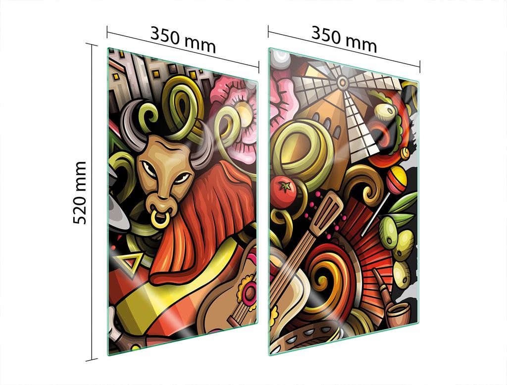 GLAS-SCHUTZPLATTE FÜR DIE KÜCHE 2x35x52 STIER