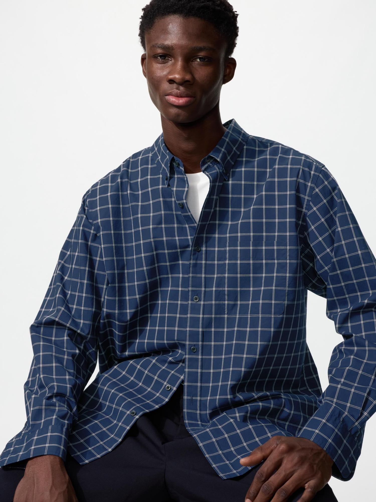 

Uniqlo Япония Широкая рубашка в клетку на пуговицах 69 NAVY/XS