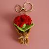 Keychain Pendant Hand Crocheted Flower Key Chain Colorful Yarn Roses Sunflower Charm Key Holder Bag Car Key Accessory
