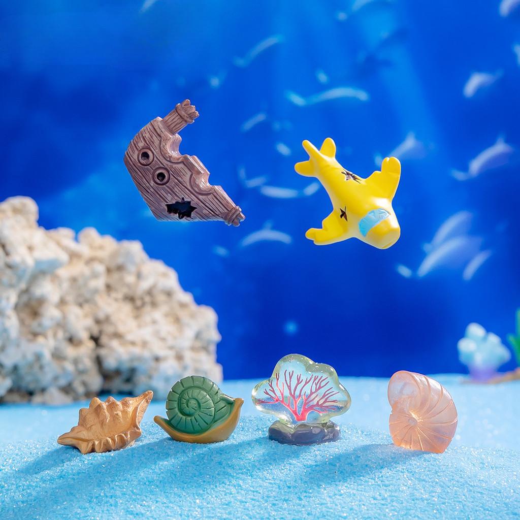 10 Stück Kreative Mini Meerestier Muschel Miniaturen DIY Aquarium Harz Ornamente Feengarten Moos Terrarium Mikrolandschaft