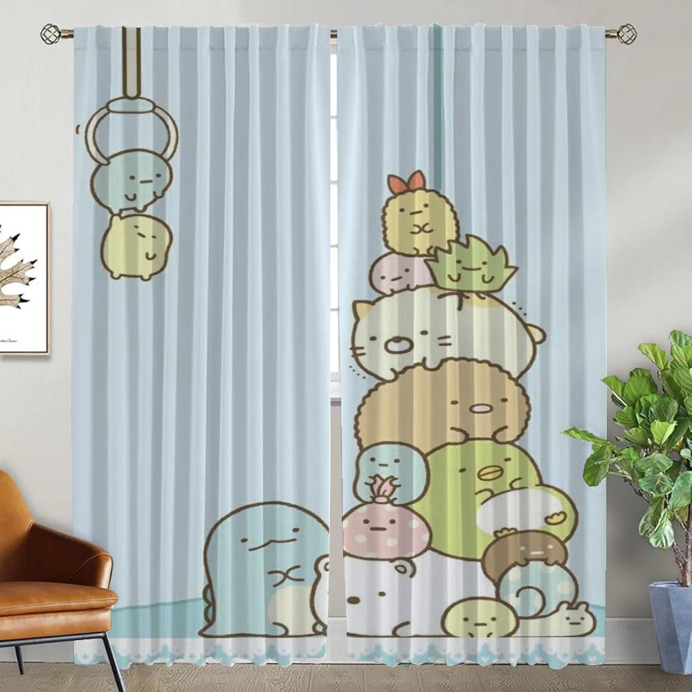 Tulle for Bedroom Sumikko Gurashi Shades Living Room Curtain Kitchen Curtains 2 Pieces Halloween Decoration Partition Blackout