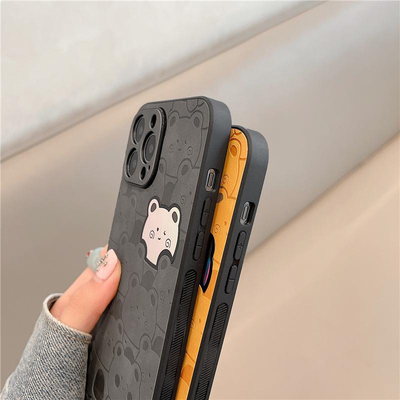 Cute Laser Bear Cartoon Phone Case For Iphone 13 14 12 11 Pro Max Xs Xr X Pu Leather Shockproof Protective Back Cover