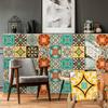 40Pcs Moroccan Retro Tile Stickers - 0.45mm Thickened Crystal Film PVC Decals - Waterproof Self-Adhesive Floor & Wall Mural for Kitchen Bathroom DIY