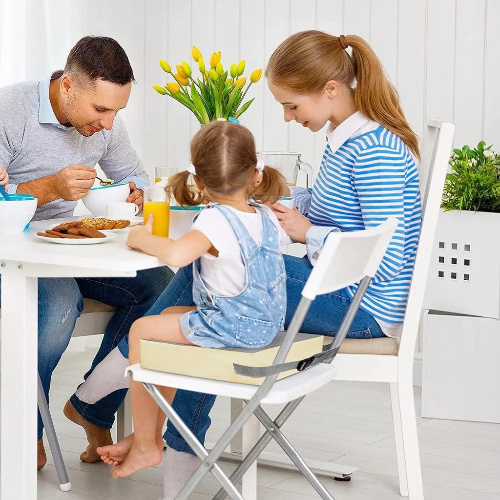 Height-adjustable children's cushion, kids' dining chair cushion, portable, removable, high chair booster, washable, chair seat pad, mat, fabric, stra