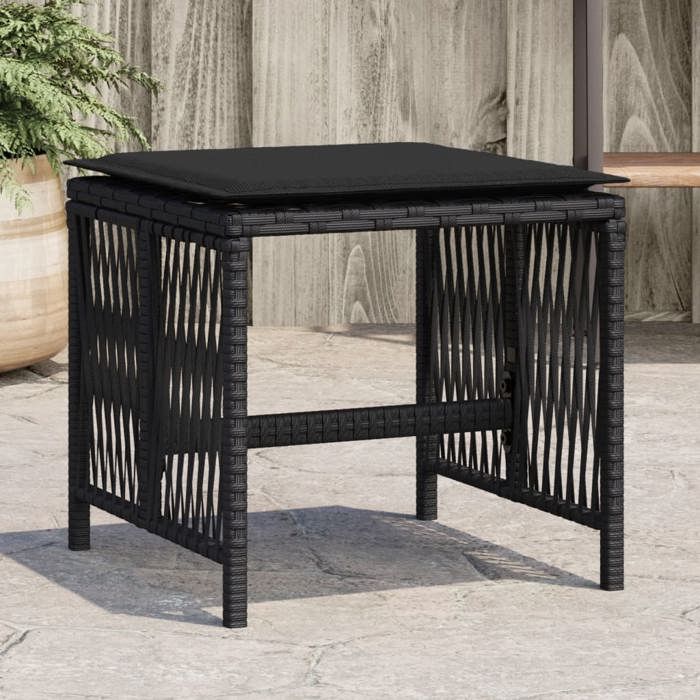 VidaXL Lot de 4 Tabourets de Jardin avec Coussins, Chaises de Patio, Sièges de Terrasse, Meubles d'Extérieur Arrière-cour, 365056