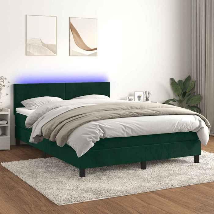 Maison Exclusive - Sommier à lattes de lit avec matelas LED Vert foncé 140x200 cm