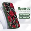 Red Rose Flowers Pattern Case For Samsung Galaxy S26 Ultra S25 Edge S24 Plus S23 FE S22 A17 A54 A55 A56 A57 5G Magnetic For Magsafe Matte Cover