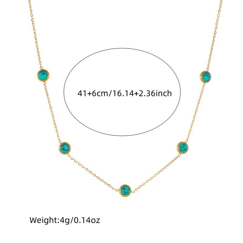 Vintage Blue Turquoise Choker Necklace Round Earrings Bracelet Jewelry Set Versatile Daily Elegant