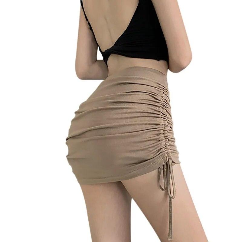 

Эластичная короткая юбка с высокой талией и шнурком, женские летние поддельные антибликовые брюки-кюлоты из двух частей L