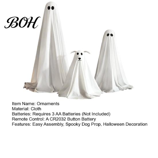 Mysterious Lawn Decorations for Party Halloween Ghost Dog Decoration, Spooky Ornament with LED Lights And Floating Decor Entryway Remote Control,