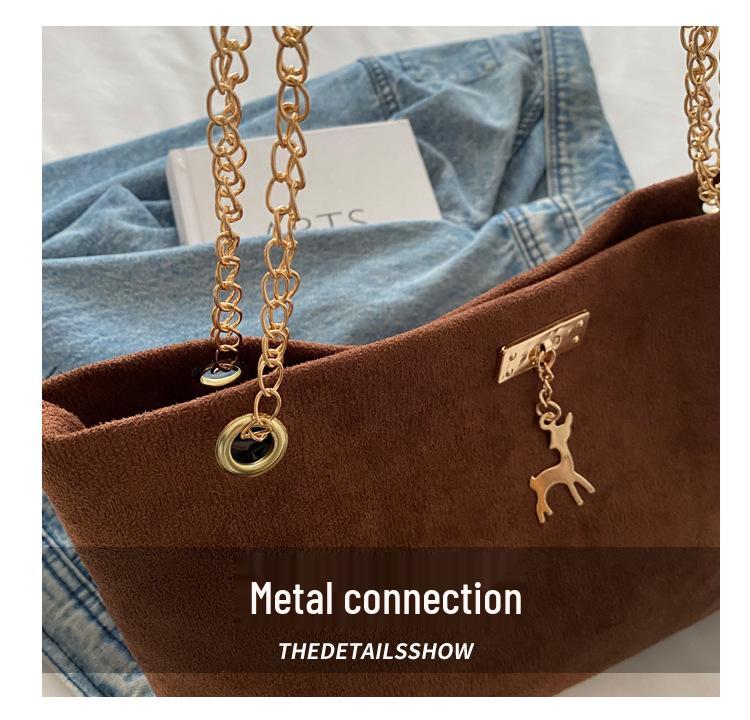 Geantă de umăr cu lanț mat retro 2024 - Geantă tote de iarnă pentru femei