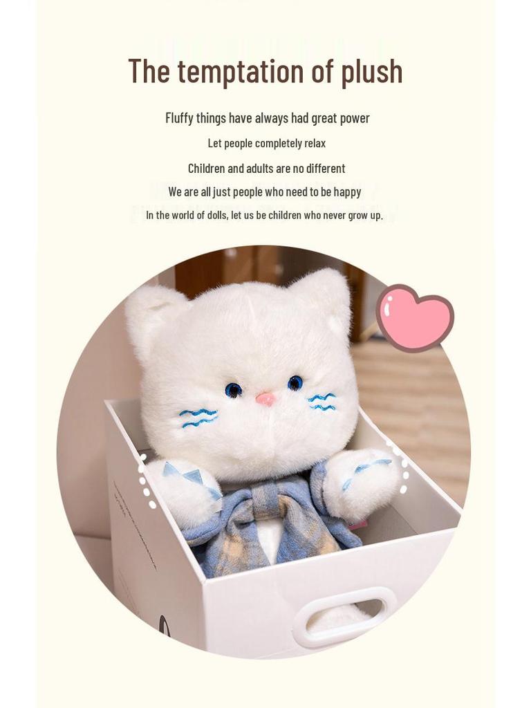Adorable Bowknot Cat Plush Doll - Comforting Companion Toy for Girls