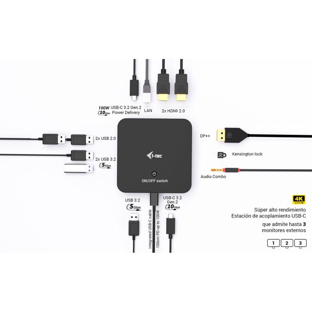 USB Hub i-Tec C31TRIVIDPRO100W Black 100 W