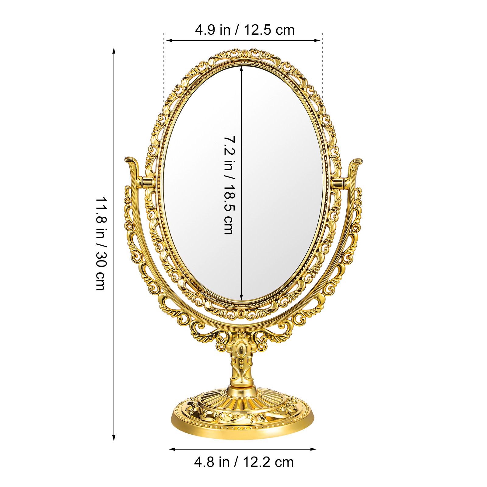 

1Pcs European Style Mirror Retro Double Sided Oval Desktop Makeup Mirror Rotatable 360 Degree for Home Bathroom Bedroom