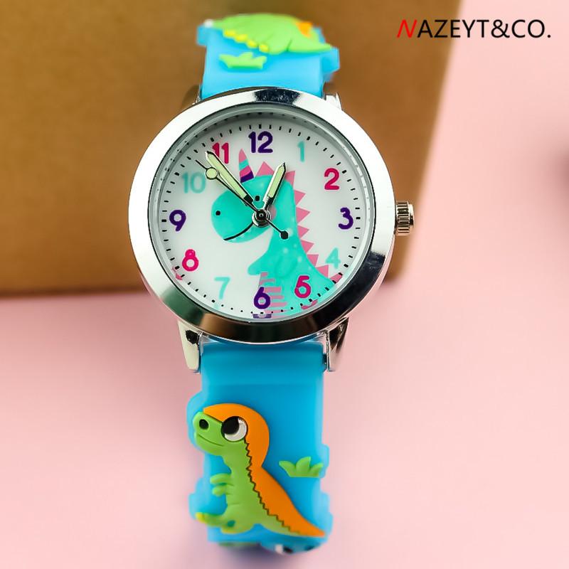 Fashionable 3D Silicone Dinosaur Quartz Watch for Kids - Cute Cartoon Animal Design