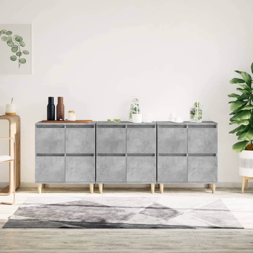 Vidaxl Komody, 3 Szt., Szarość Betonu, 60X35X70 Cm