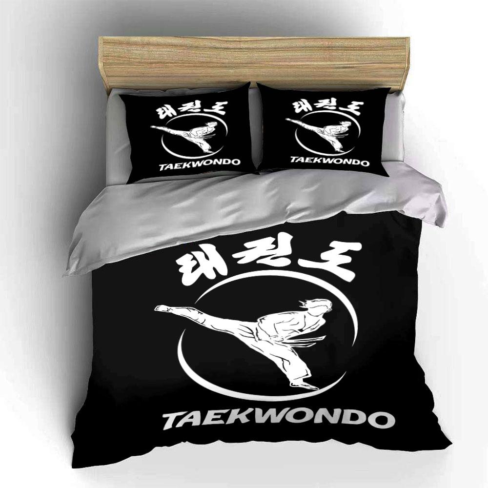 Kick pose, Taekwondo text. Bedding sets Duvet cover sets Duvet covers Pillowcases(1* Duvet Cover 2* Pillowcases without duvet insert)