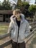 Unisex Hooded Fur Collar Padded Jacket - American Design, Thickened for Warmth In Autumn & Winter