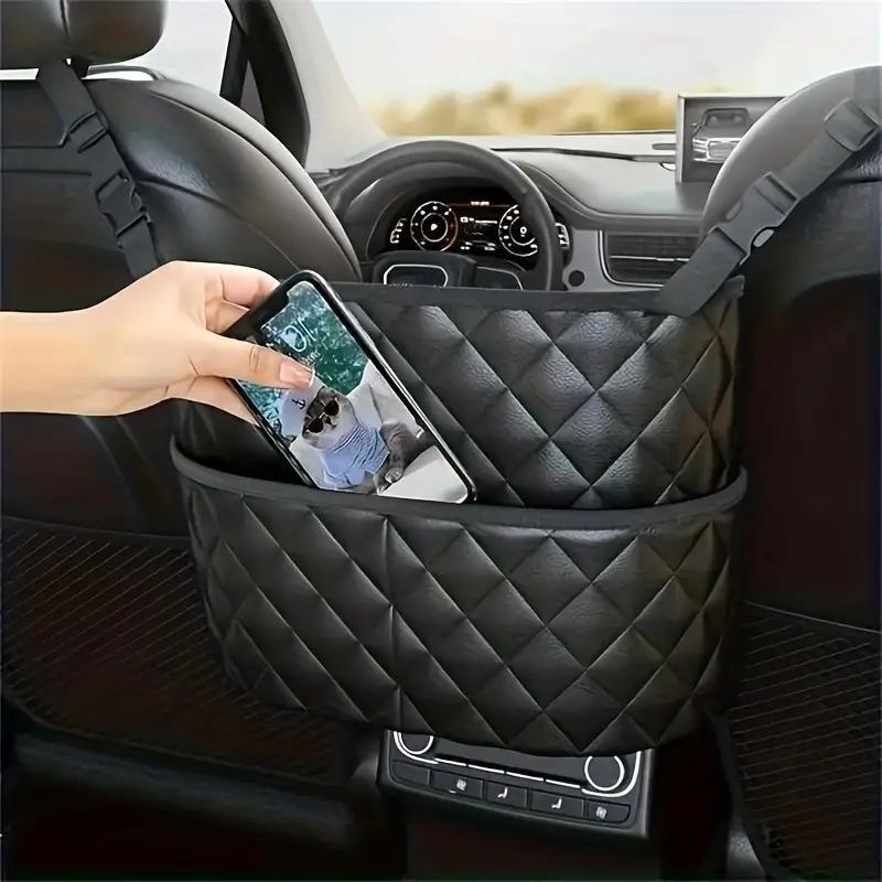 1pc Car-mounted Storage Bag Car Seat Hanging Handbag Holder  Tissue Storage Bag PU Leather Storage Bag Large Capacity Storage Bag