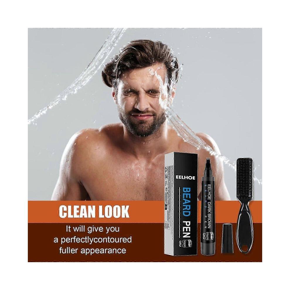 Kit Caneta Preenchedora de Barba EELHOE para Homens Caneta de Barba Natural à Prova d'Água Caneta de Traço para Barba