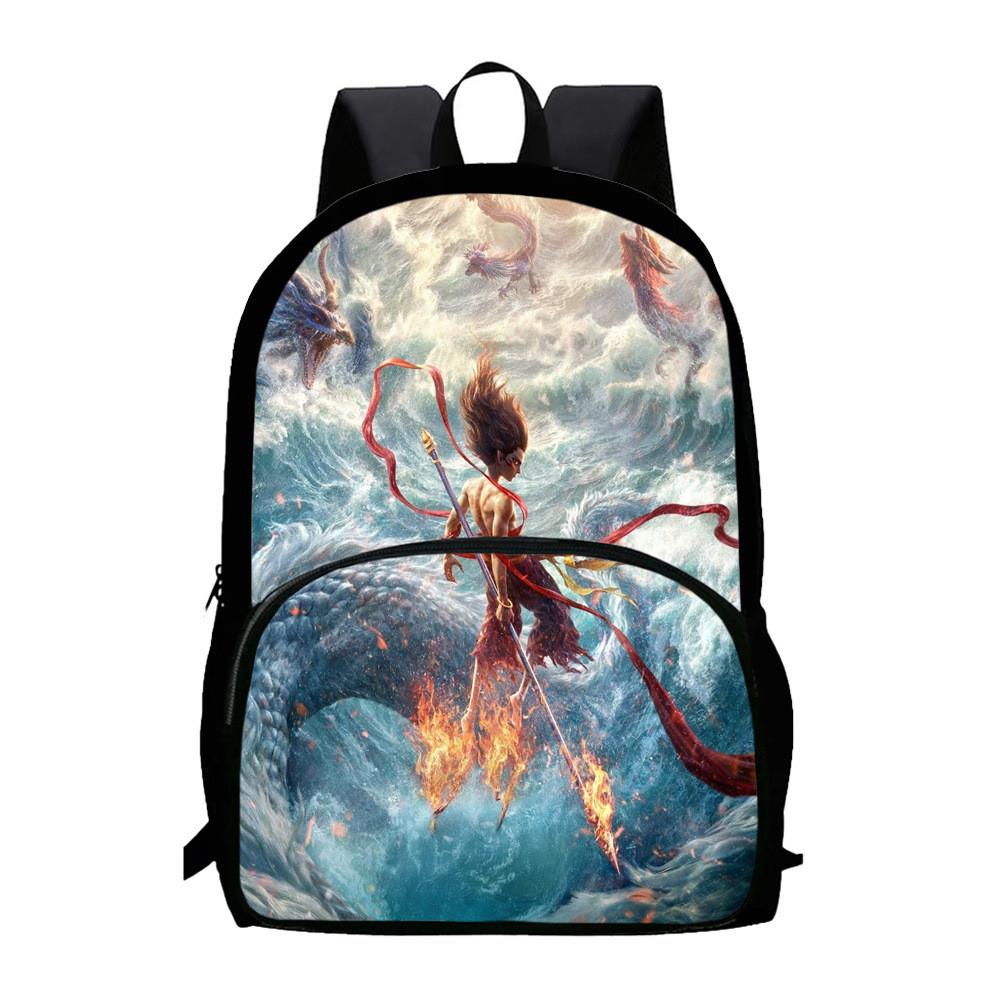 Durable Backpack Nezha Oxford Bookbag For School Use Large Capacity Gift Bag