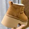 Classic Winter Woman Trend Platform Boots New Design Genuine Cow Leather Warm Fur Snow Boots Lady Ultra Mini High heel Shoes