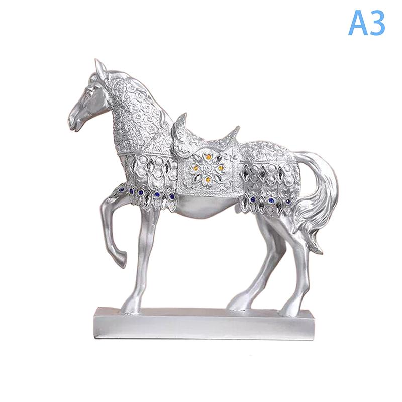 Gull Sølv Svart Hest Resin Skulptur Hestemodell Hjemmedekor Dyredekor Stue Kontor Håndverksdekor Forretningsdekor