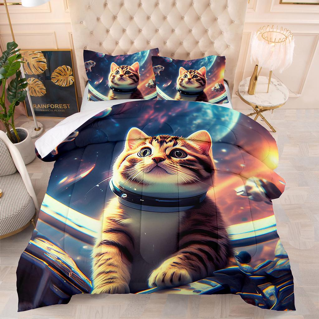 Comforter Cute Kitten Luxury Theme Home Comforter Winter Quilted Blanket Goose Down Duvet King Queen 3D Blanket Size Twin