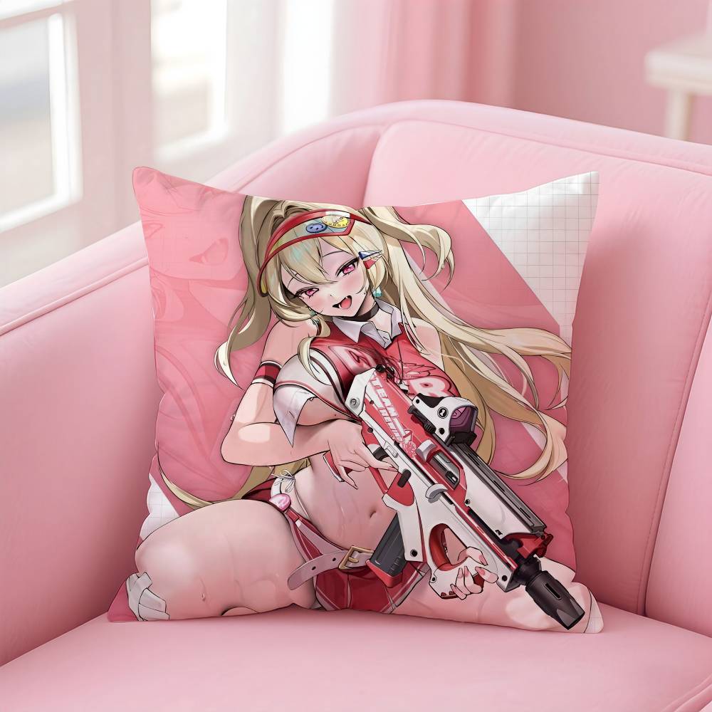

Anime G-Goddess of Victory N-Nikke Pillow Case Anti-dustmite Pillow Invisible zipper silky short plush Sofa cushion cover 16x16Inch