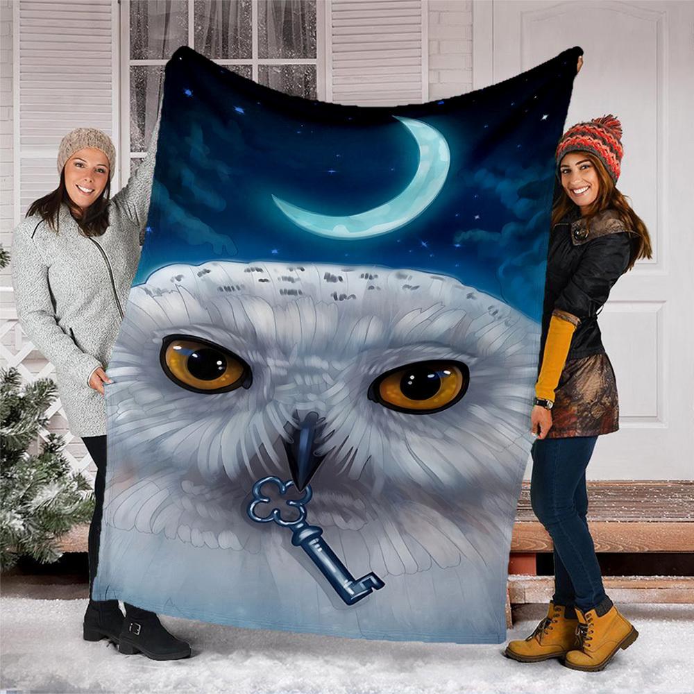 1pc Owl Moon Outdoor Blanket - Lightweight Flannel Throw For Travel, Camping, Gifts For Family Or Friends Yy251114265