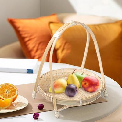 Bamboo Woven Fruit Basket Storage Serving Tray Food for Kitchen