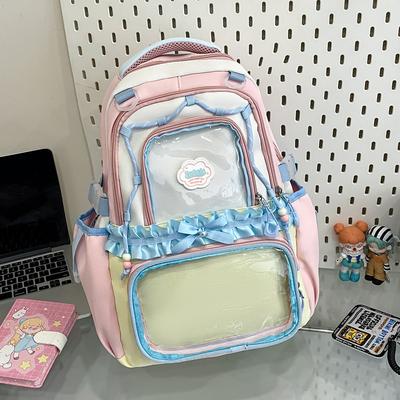 New Forest Large-capacity Backpack, Large-capacity Schoolbag, Women's Ins, Niche Versatility, Transparent Pain Bag, Class Backpack