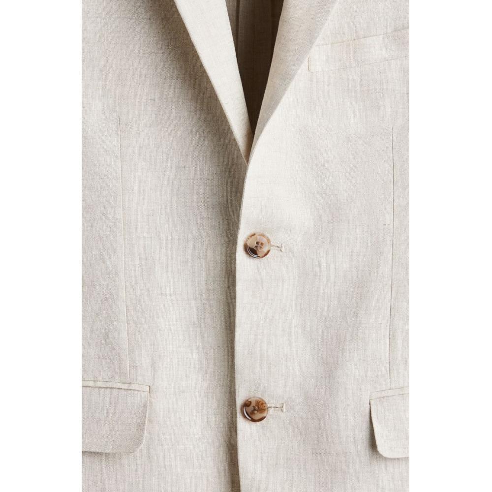 H M Linen Jacket sliM Fit ligHt Beige