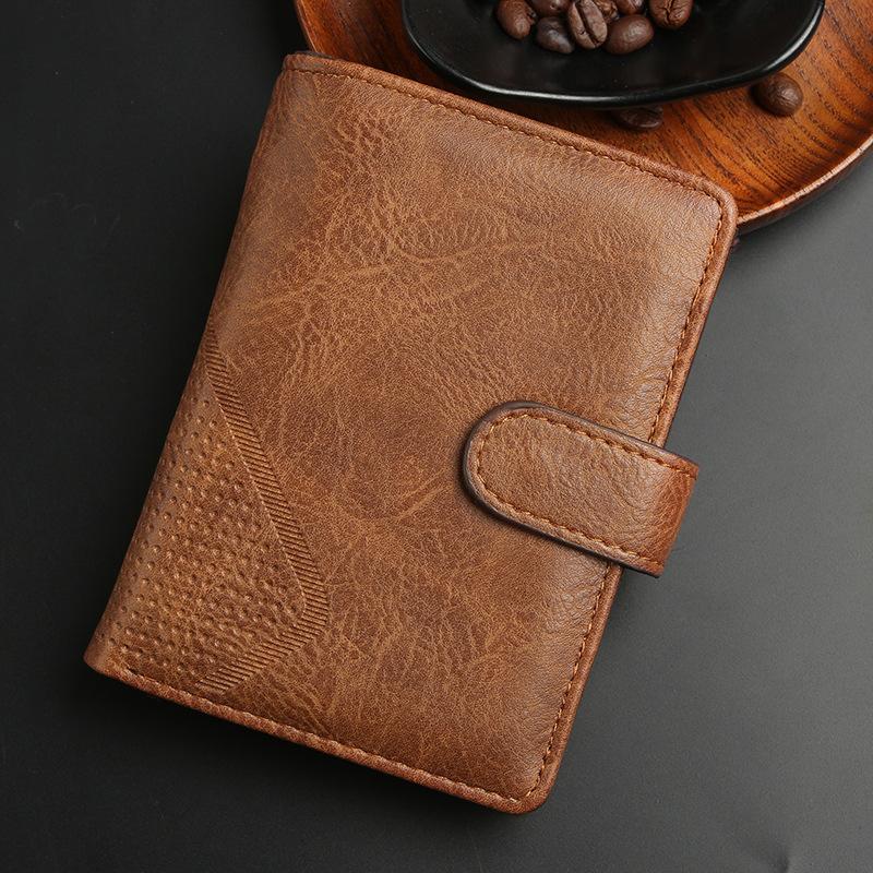 Men's Retro Business Casual Short Wallet Travel Passport Carry on - Leather Billfold Coin Pocket Card Holder