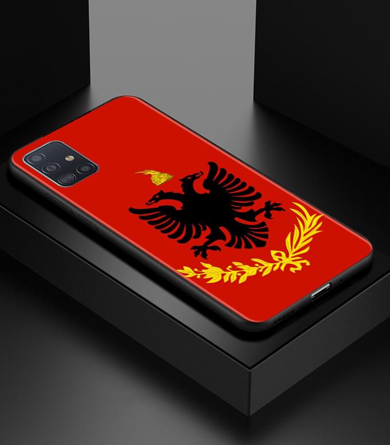 Albania Flag Bear Skeleton Phone Case for Samsung Galaxy A51 A71 A21S A12 A11 A31 A52 A41 A32 5G A72 A02S Silicon Back Cover