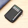 Genuine Leather Slim Card Holder RFID Blocking Zipper Coin Purse with ID Window Unisex Wallet