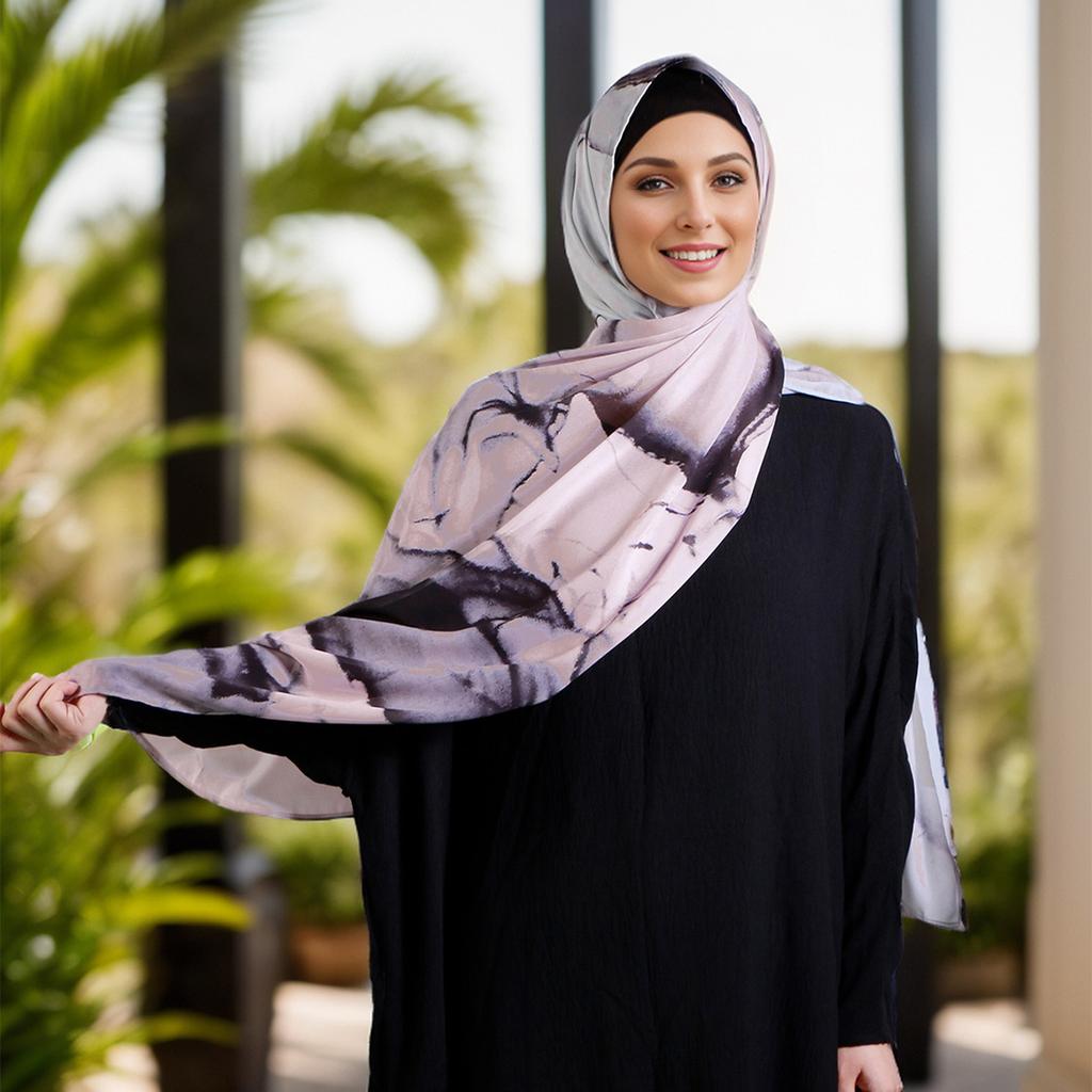 New Printed Chiffon Hijab Scarf For Women Muslim Headscarf Wraps Veils Islamic Turban Niqab Tie-dyed Headband Muslim Hijab Shawl