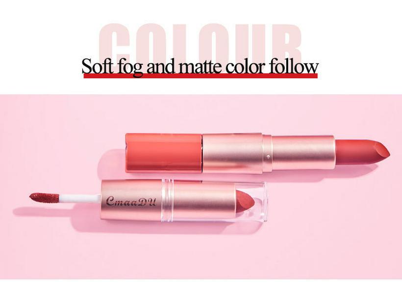CmaaDu 3-Piece Matte Lipstick & Gloss Set: Velvet Finish, Non-Transferring Formula for Makeup.
