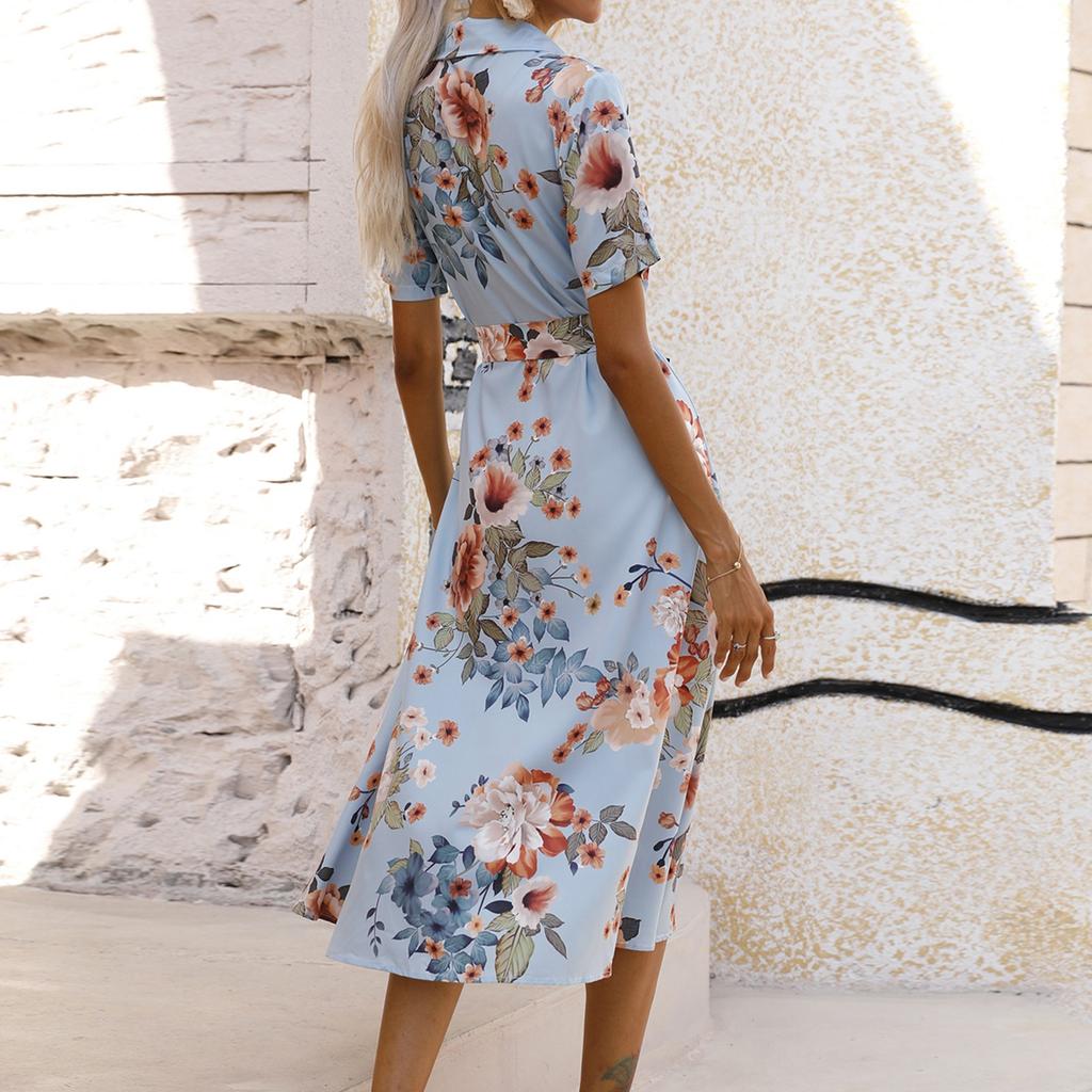 Women's Dresses Casual Elegant Shirt Lapel Full Open Button Short Sleeve Dresses