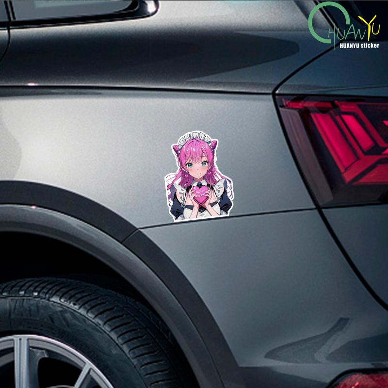 Cute Girl Anime Car Sticker Car Sticker Motorcycle Bumper Car Window Reflective Waterproof Sticker Car Sticker