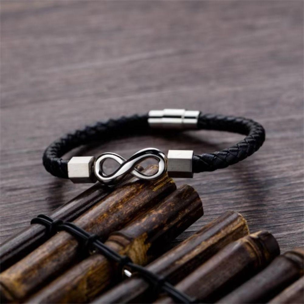 Stainless Steel NO.8 Bracelet Bangles Braided Bracelets Fashion Men Bracelet Male Female