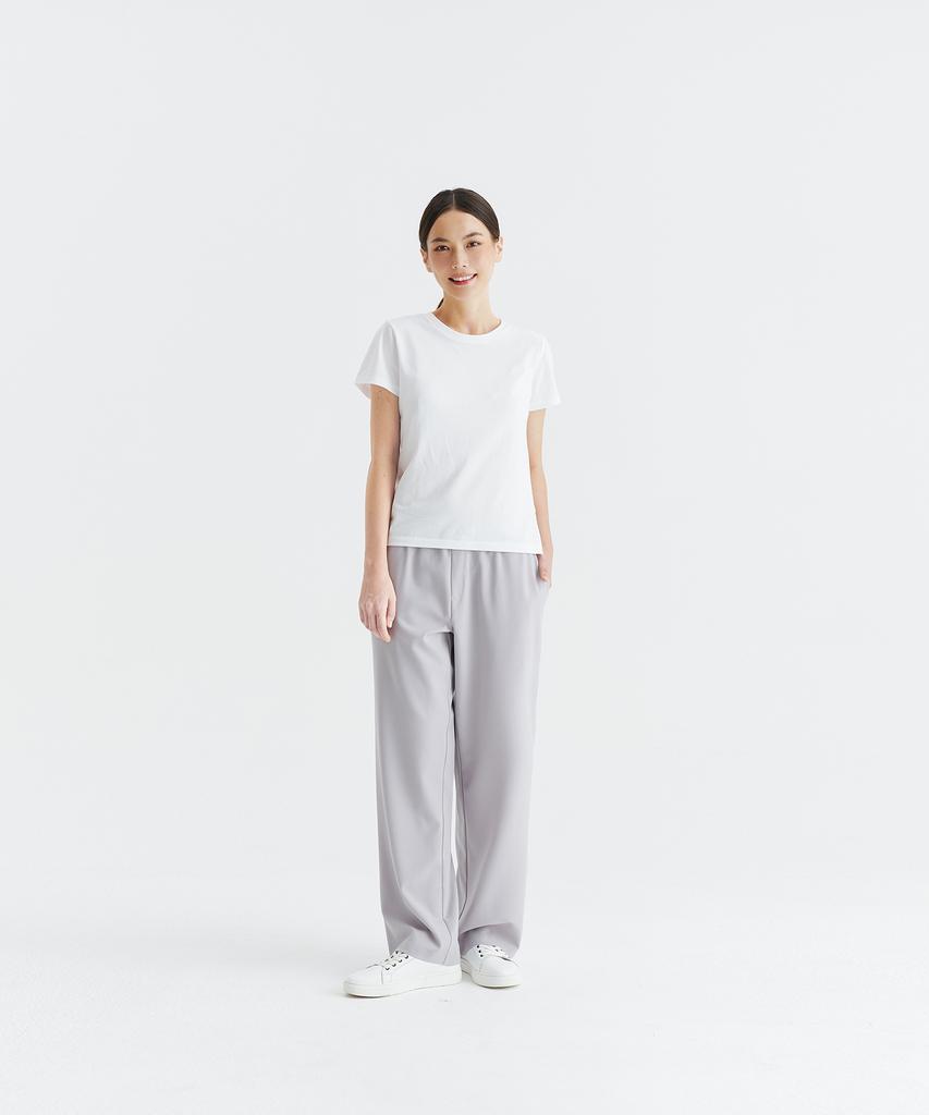 WHOLOVESART Unisex Semi-Wide Elastic Waist Slacks Mystic Gray