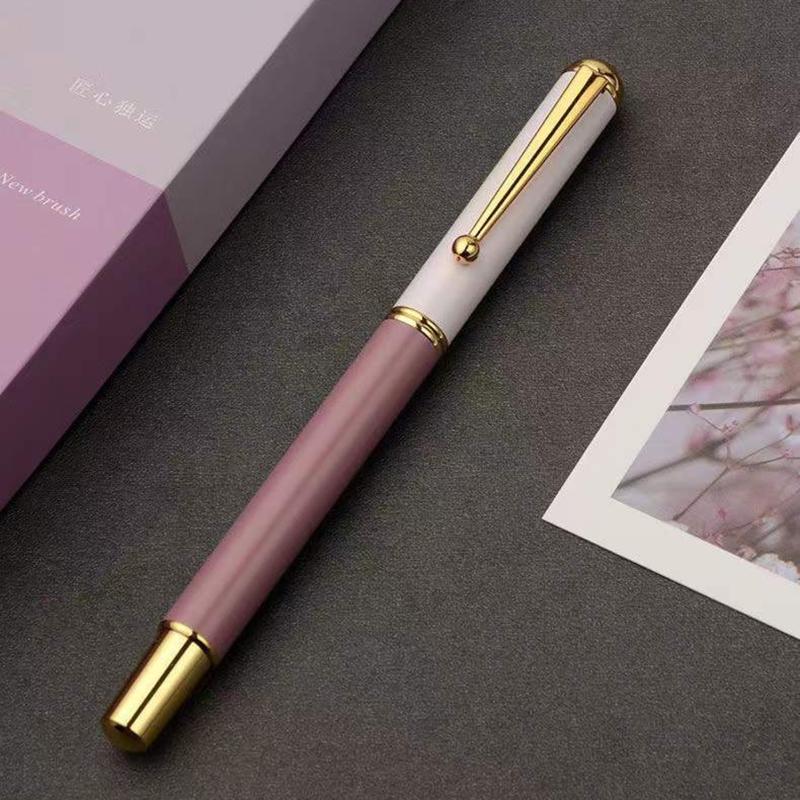 Portable Metal Chinese Brush Calligraphy Pen Piston-filled for Beginner Adult