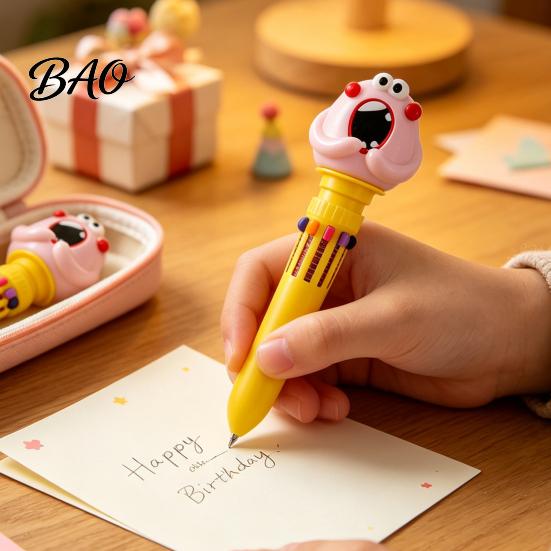 Student Prizes for Classroom 10 in 1 Cartoon Ballpoint Pen, Multicolor Press Retractable Pens, Pens Students Smooth Writing Stationery Supplies School