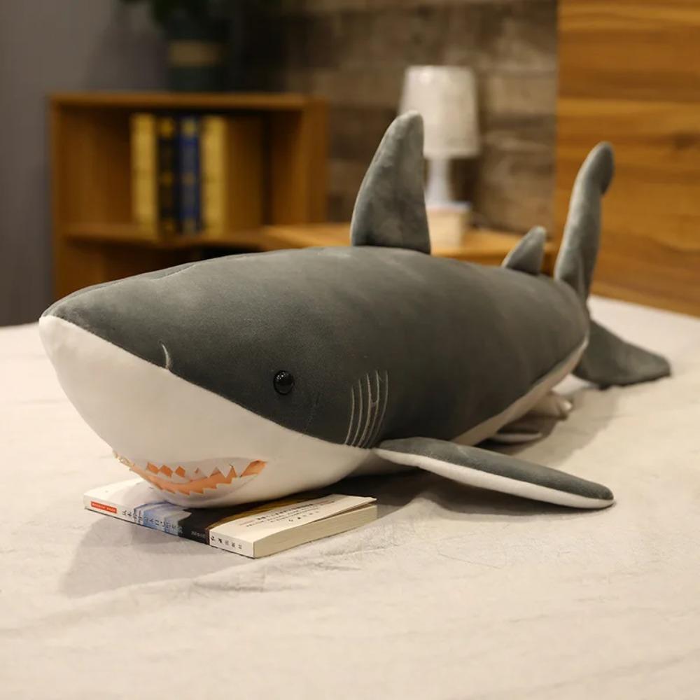 90cm Plush Giant Shark Toy Sea Fish Doll Animals Long Sleeping Pillow Cushion Stuffed Birthday Gifts For Boys Baby