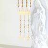 Tri-color Beaded Virgin Mary Y-shaped Necklace, Holy Spirit Cross Pendant Necklace for Women, Stainless Steel Religious Jewelry