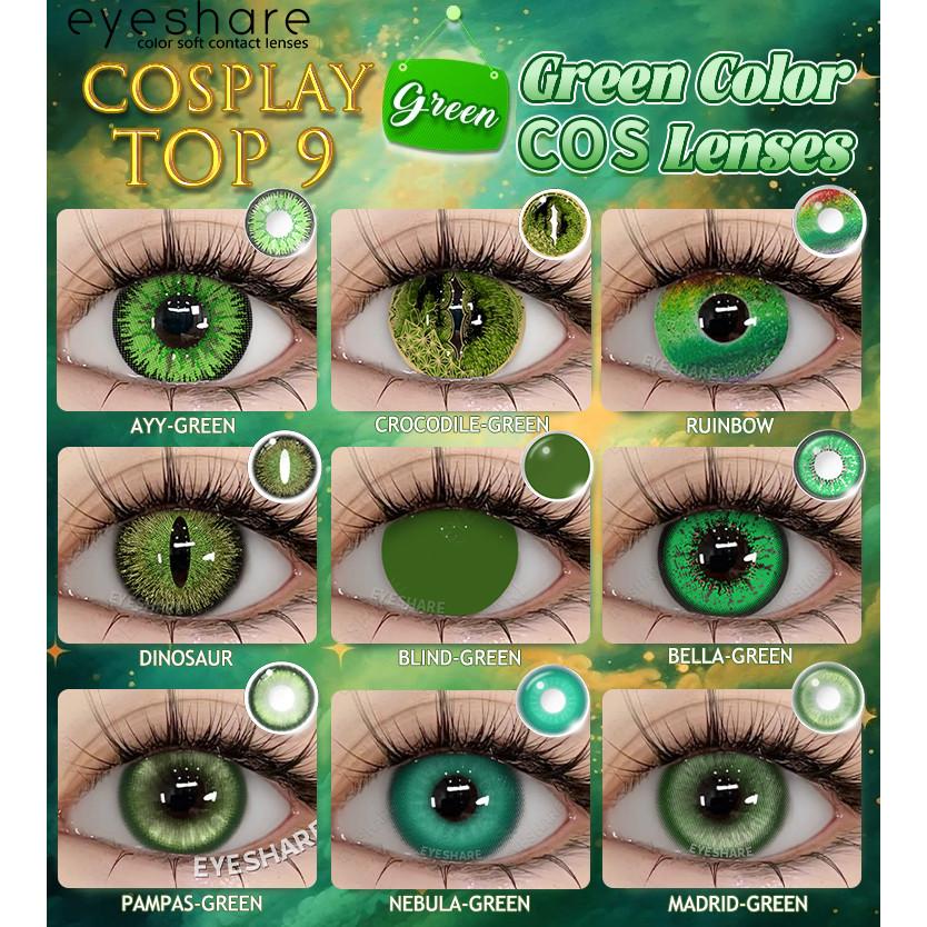 Eyeshare 1 Pair Green Color Cosplay Lens Hot Sale Contact Lenses for Role Playing Anime Eye Makeup Halloween Softlens