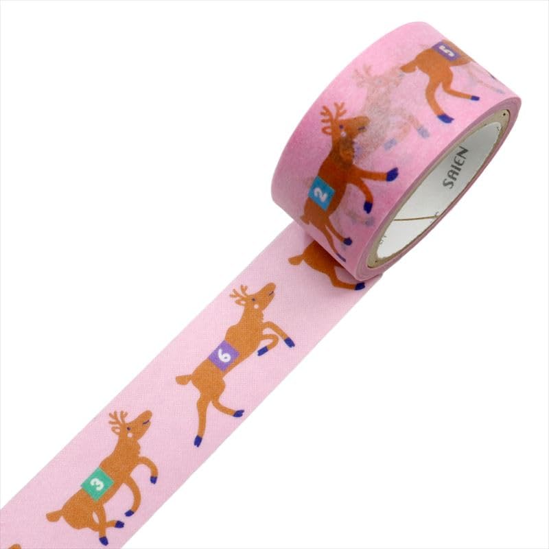 Made in Japan SAIEN Masking Tape 20mm x 5m Roll "Reindeer Race" TR-4065