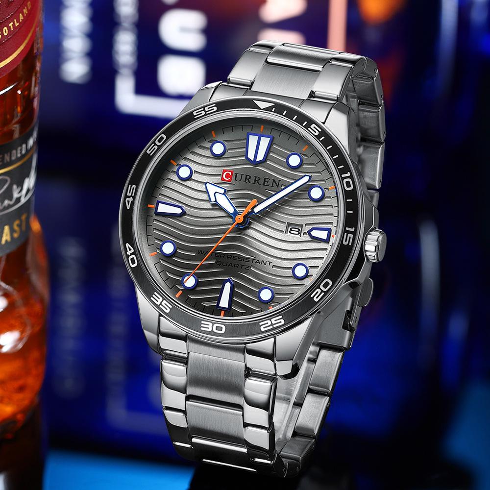 CURREN 8426 Men's Waterproof Steel Band Sports Quartz Watch with Calendar
